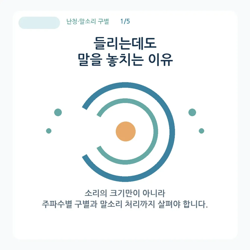 난청이 있을 때 말소리는 들리지만 잘 알아듣기 어려운 이유는?