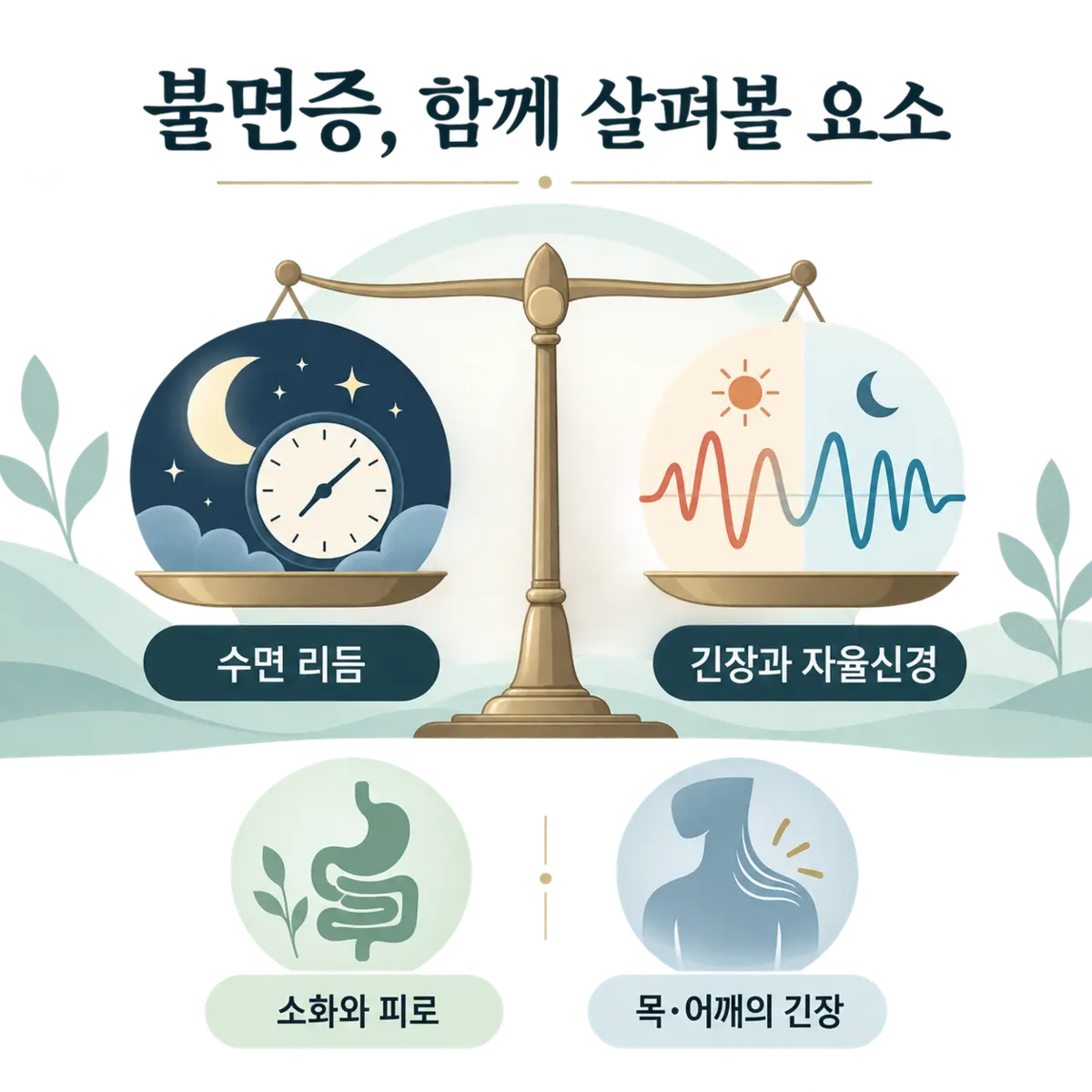 불면증과 함께 살펴볼 수면 리듬, 자율신경, 소화와 피로, 목·어깨 긴장