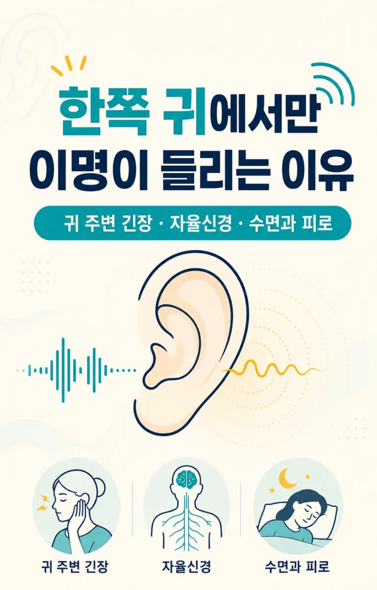 한쪽 귀에서만 이명이 들리는 이유와 귀 주변 긴장·자율신경·수면 피로의 관계