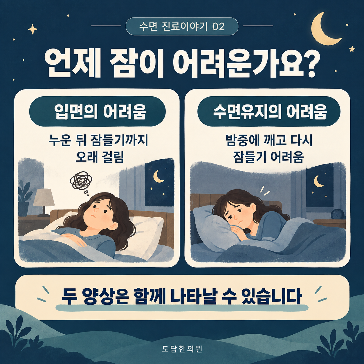 입면 불면과 수면유지 불면 비교