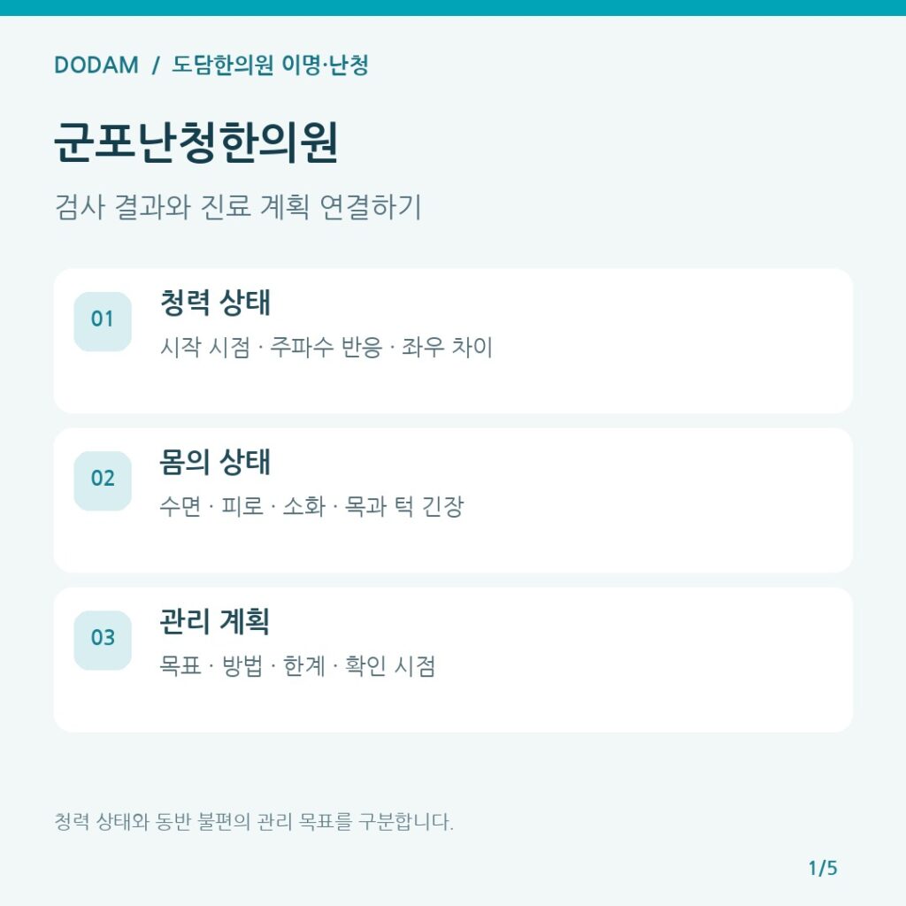 군포난청한의원 검사 결과와 개인별 한방관리 계획을 연결하는 세 단계 안내