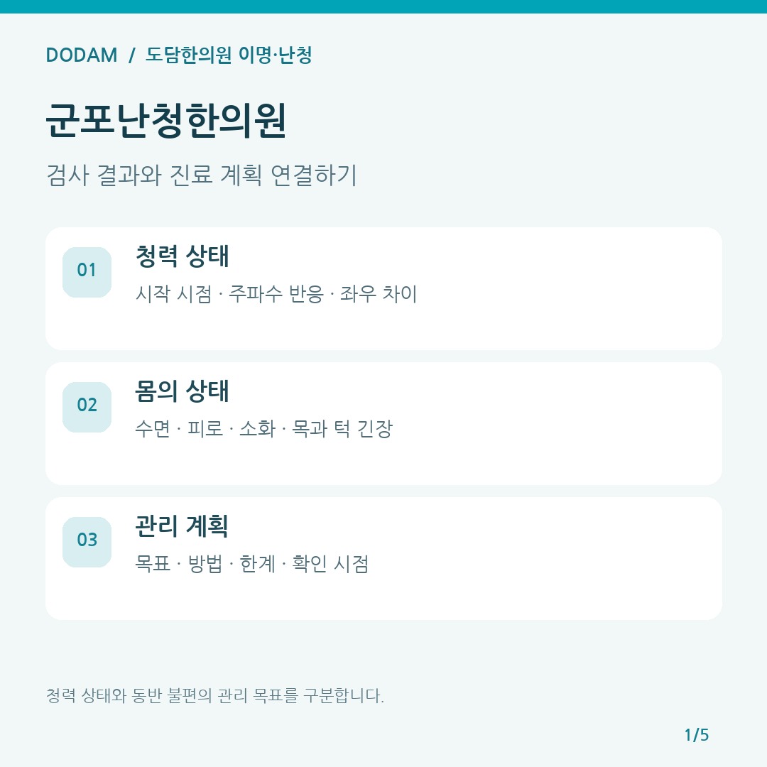 군포난청한의원 검사 결과와 개인별 한방관리 계획을 연결하는 세 단계 안내